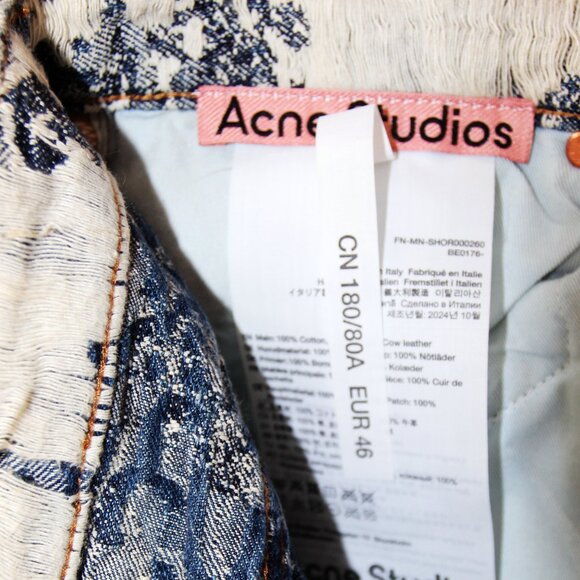 BNWT SS25 ACNE STUDIOS LOOSE FIT DENIM MONOGRAM SHORTS 46 & 50 - Picture 9 of 13